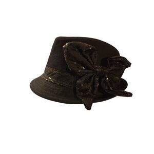 Torrid Ladies Black Fedora with Black Sequined Bow One Size Fits All‎ NWT